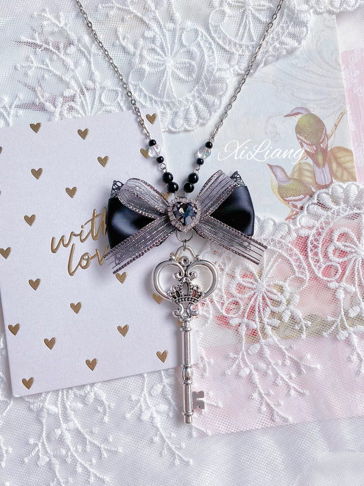 Gothic Lolita Necklace Jirai Kei Necklace Y2K Bow Key Chain 41736:712264