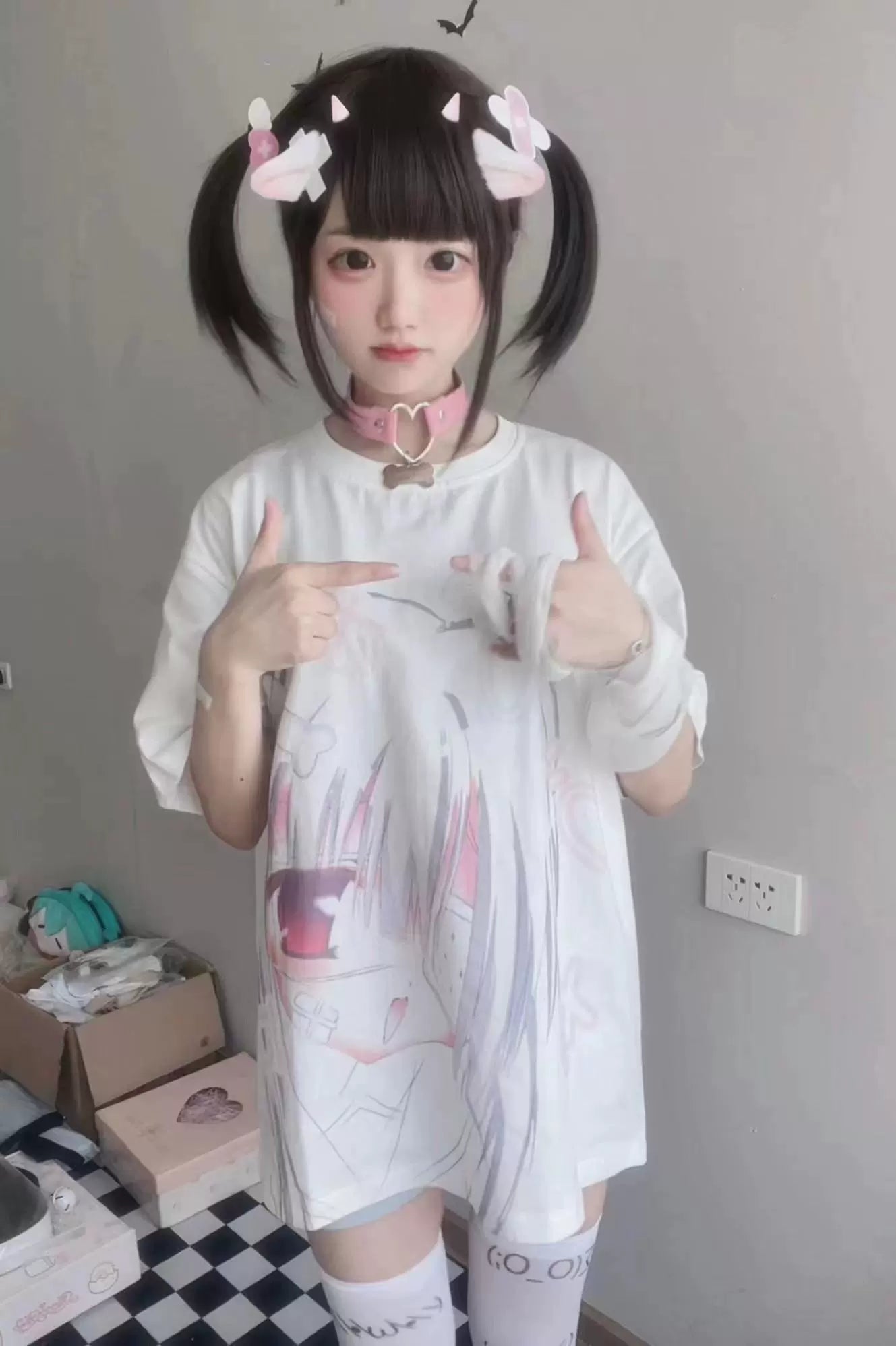 Jirai Kei Shirt Short Sleeve White shirt Anime Print Top 38000:579408
