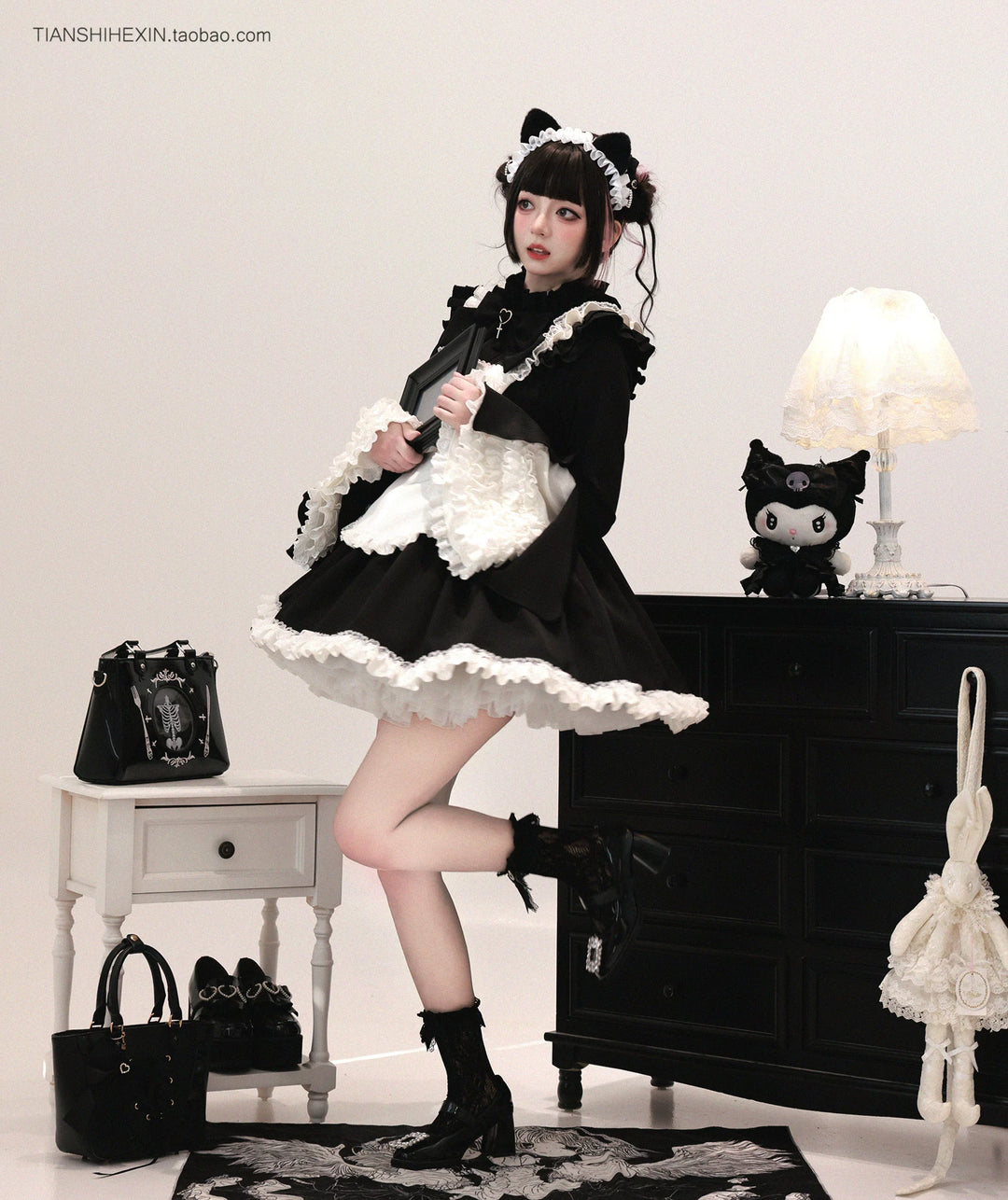 Maid-Inspired Dress Outfit, Detachable Apron 44427:807840