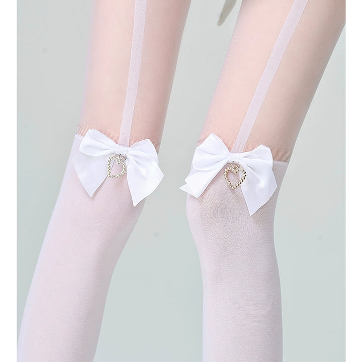 Rousangata Pantyhose, Detachable Knee Bow (White) 42253:733592