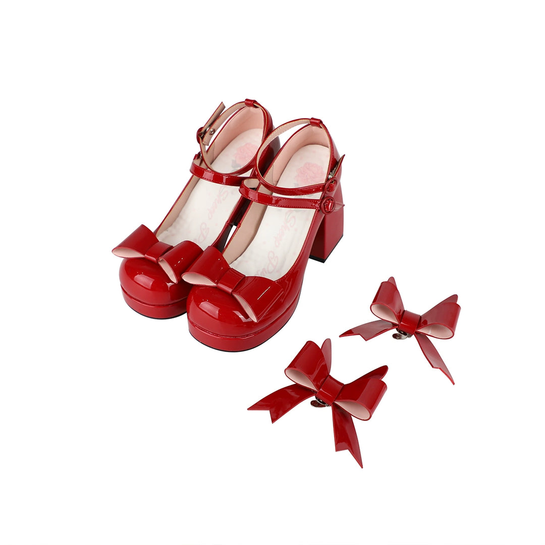 Lolita Shoes Bow Bunny Ear High Heels Round Toe 37598:587954