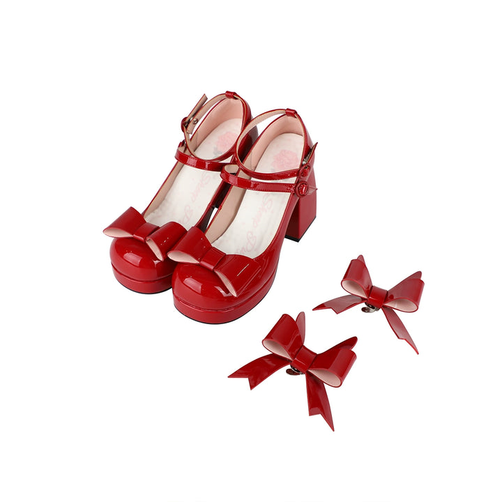 Lolita Shoes Bow Bunny Ear High Heels Round Toe 37598:587954