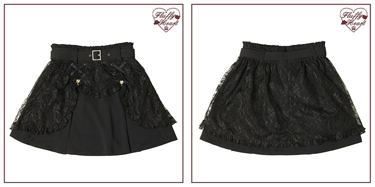 Jirai Kei Black Purple Skirt With Double Layer 21940:350854
