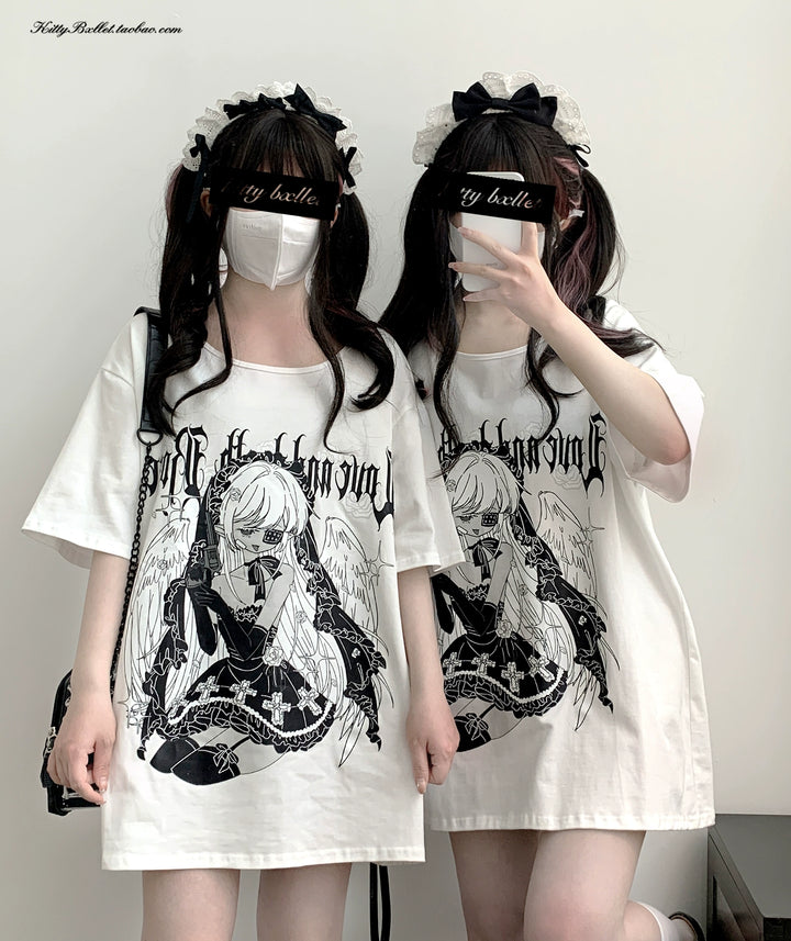 Oversize Jirai Kei T-shirt Short-sleeved Top 38318:598466