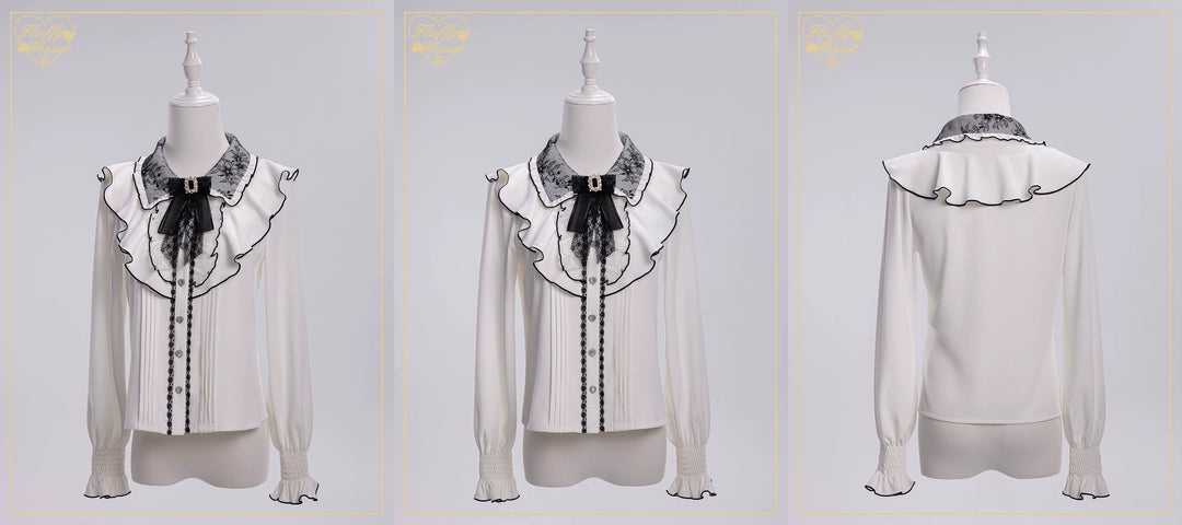 Jirai Kei Long-Sleeved Shirt, Ruffled Collar (2XL L M S XL) 45128:835561