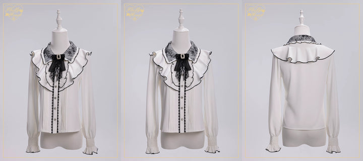 Jirai Kei Long-Sleeved Shirt, Ruffled Collar (2XL L M S XL) 45128:835561