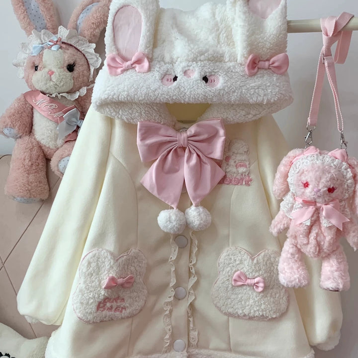 Sweet Lolita Coat Bunny Puppy Print Coat Fleece Jacket 40940:680004