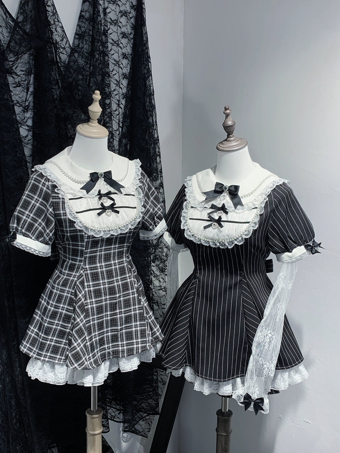 Peter Pan Collar Jirai Kei Dress Set, Bunny Ear 43649:782307