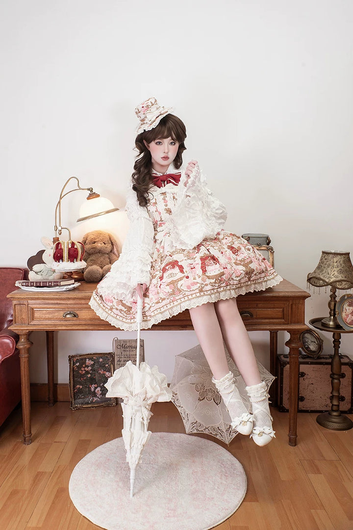 Classic Lolita Pointed Toe High Heels, Pearl-Like & Rhinestone 45841:864872
