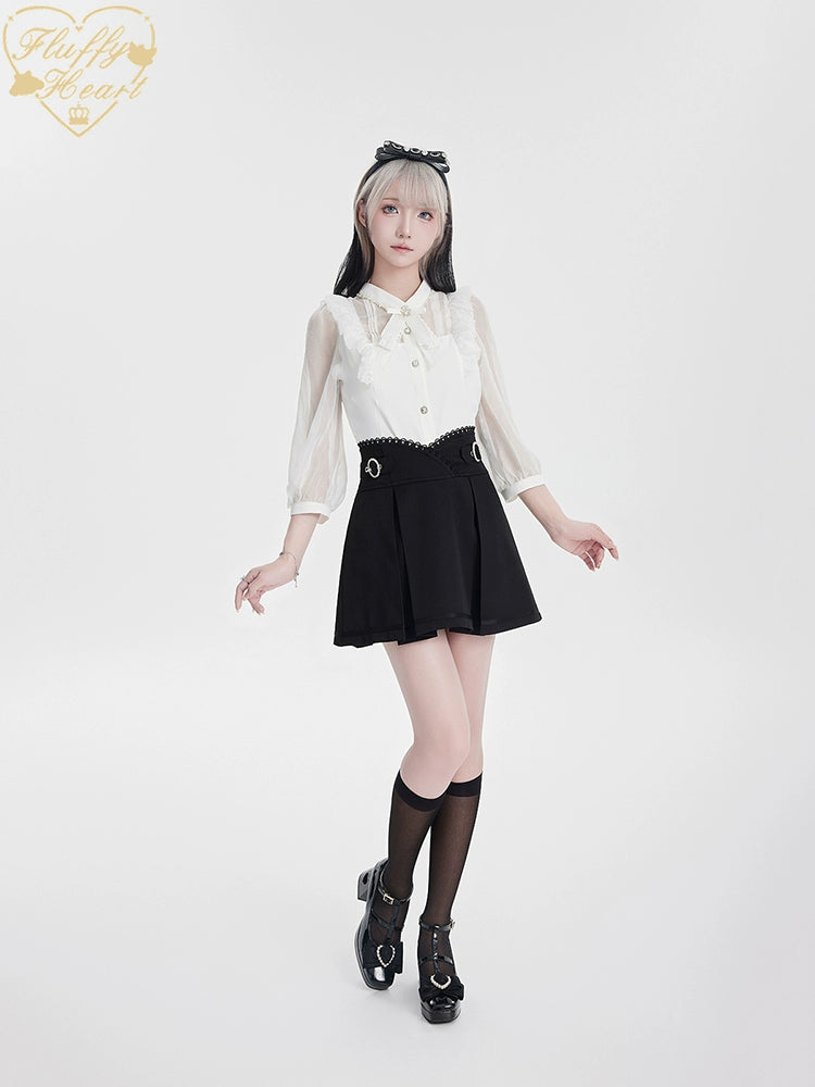 Jirai Kei Skirt Black Pink Skirt Lace Box Pleated Skirt No Restock 32912:443754