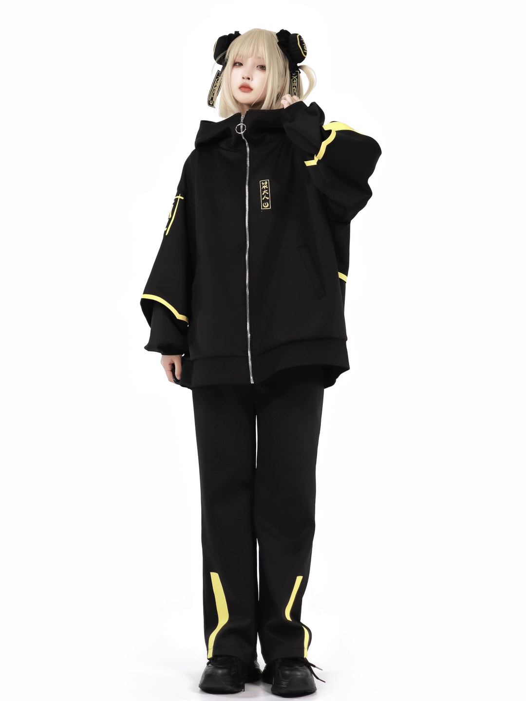 Jirai Kei Coat Black Yellow Plus Size Sports Set Night Glow Edition 29698:358482 29698:358482