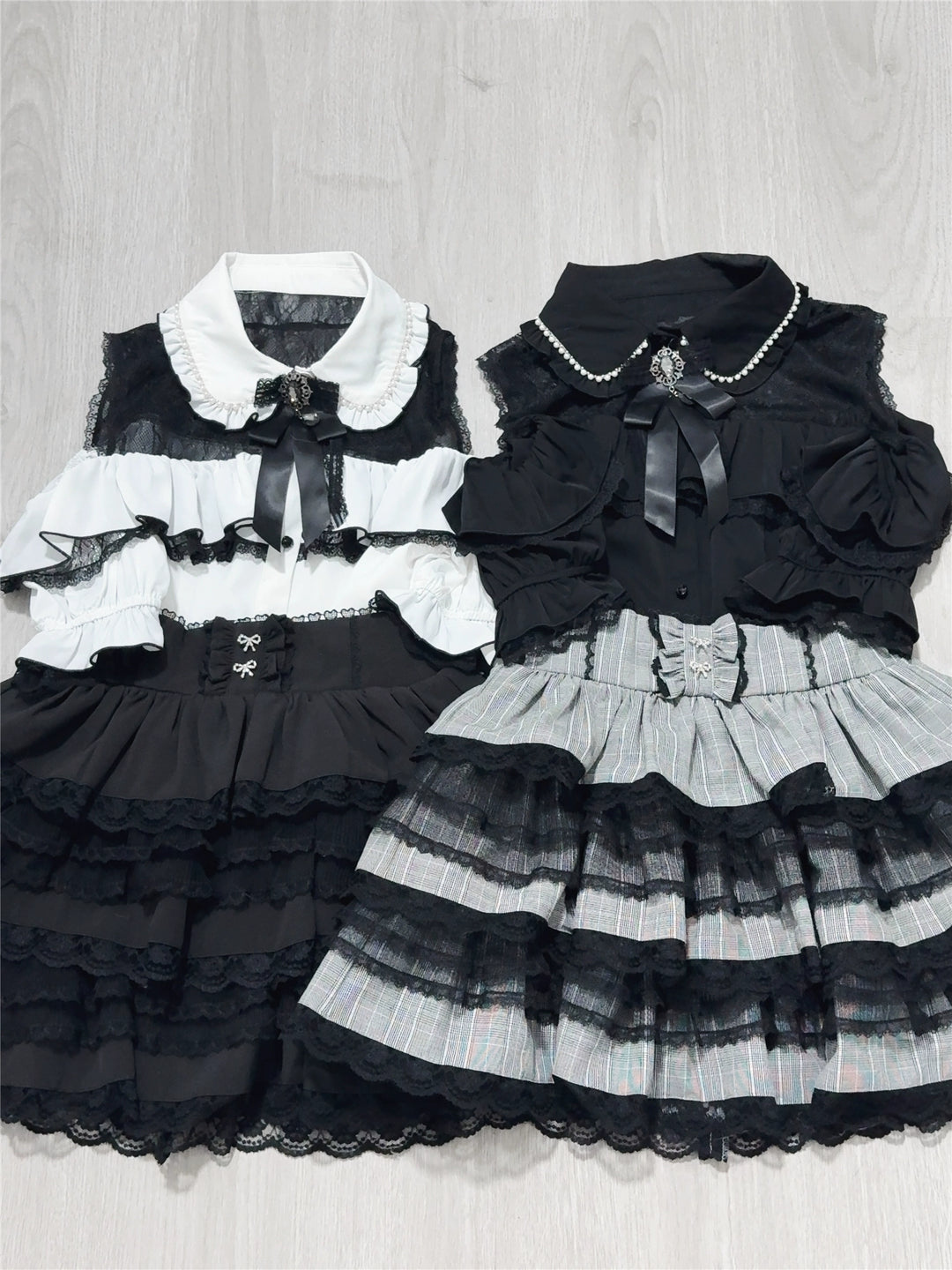 Jirai Kei Tiered Ruffles Skirt With Heart-Shaped Lace Trim 43327:773605