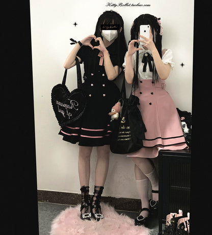 Jirai Kei Skirt Sweet Solid Color Strap Skirt 29540:487166