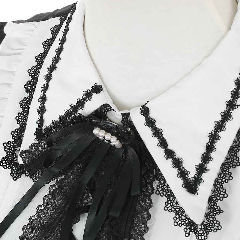 Jirai Kei A-line Dress, Black & White Color Block 45583:855105