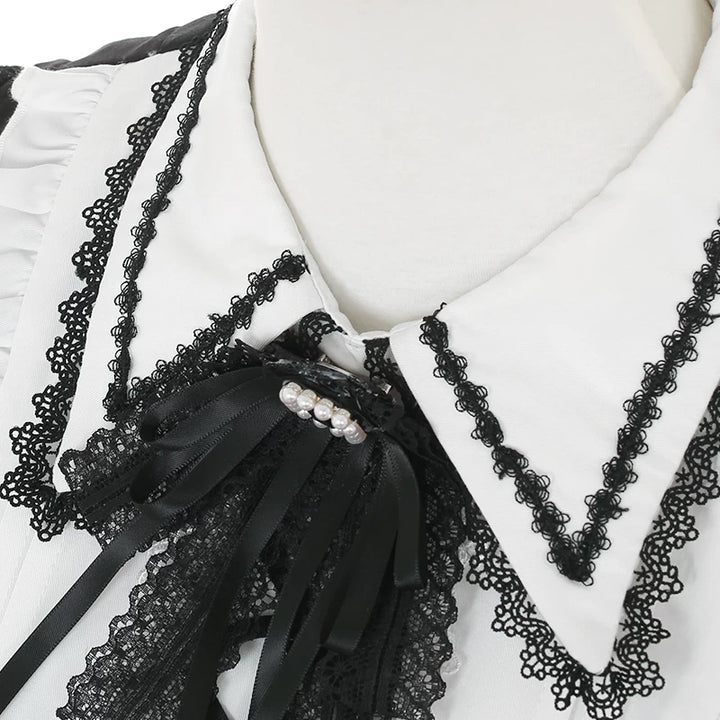 Jirai Kei A-line Dress, Black & White Color Block 45583:855105
