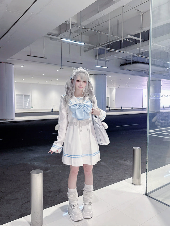 Sailor Collar JK Uniform Dress, Flared Sleeves 43871:787954