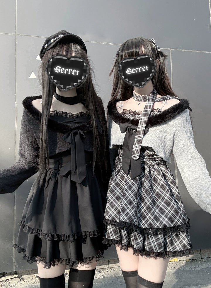 Jirai Kei Camisole Dress, Cropped Outerwear 44084:796539