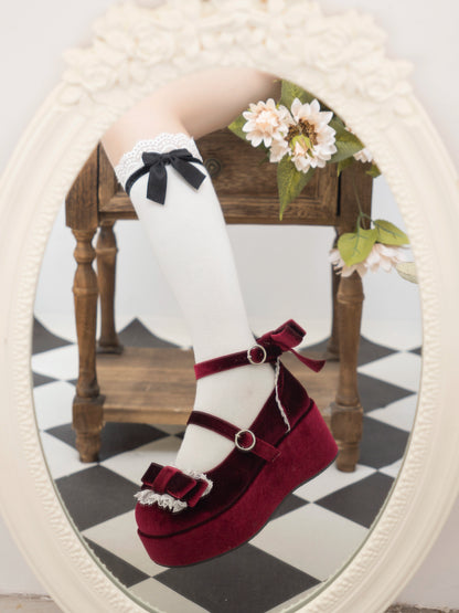Lolita Shoes Round-Toe Platform Shoes With Velvet Bow 37132:552768