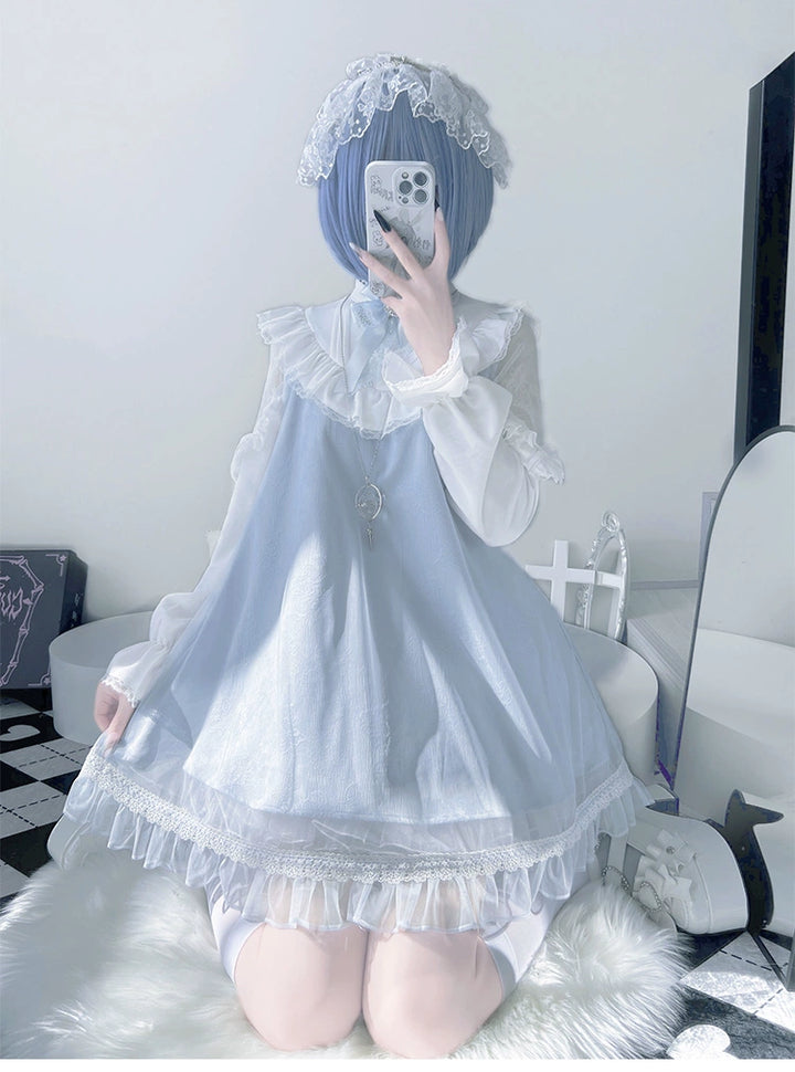 A-line Tenshi Kaiwai Dress, Lace Shoulder 43690:783176