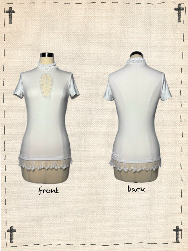 Gothic Cross-Detailed Top & Tiered Ruffle Bloomers 43079:764542