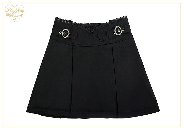 Jirai Kei Skirt Black Pink Skirt Lace Box Pleated Skirt No Restock 32912:443738