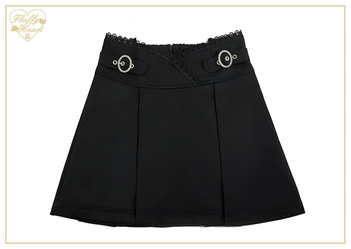 Jirai Kei Skirt Black Pink Skirt Lace Box Pleated Skirt No Restock 32912:443738 32912:443738