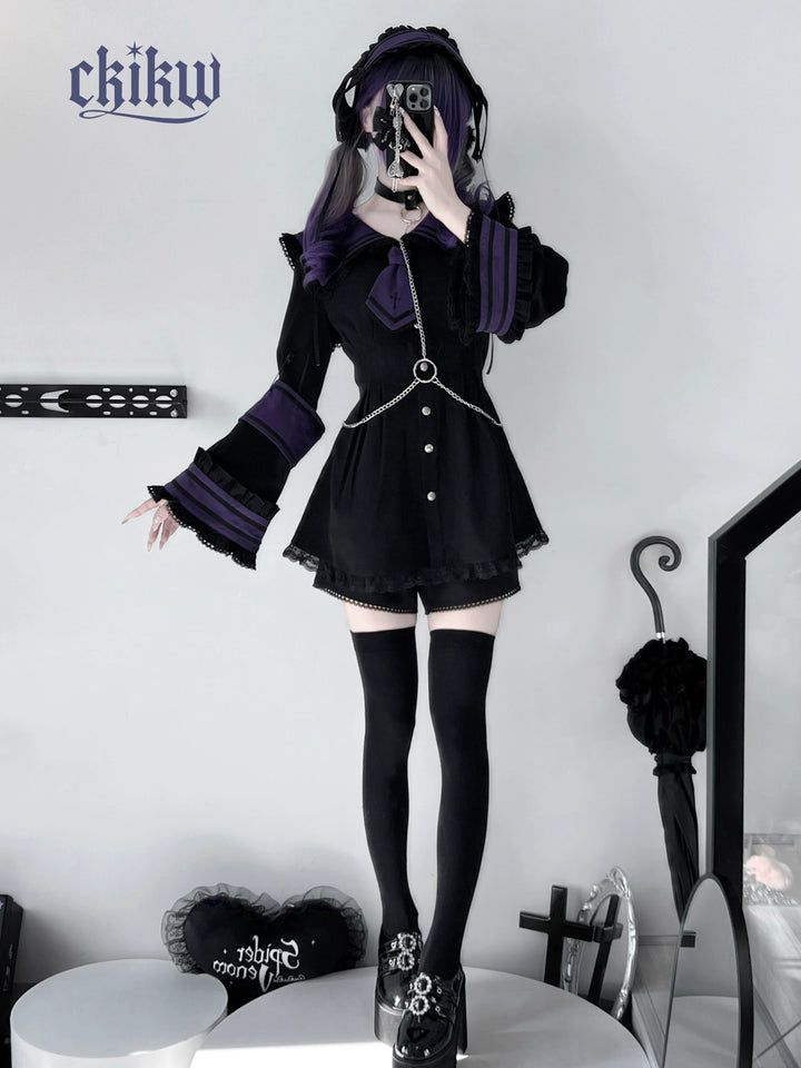 Sailor Collar Jirai Kei Dress Set, Detachable Armband 43864:788494