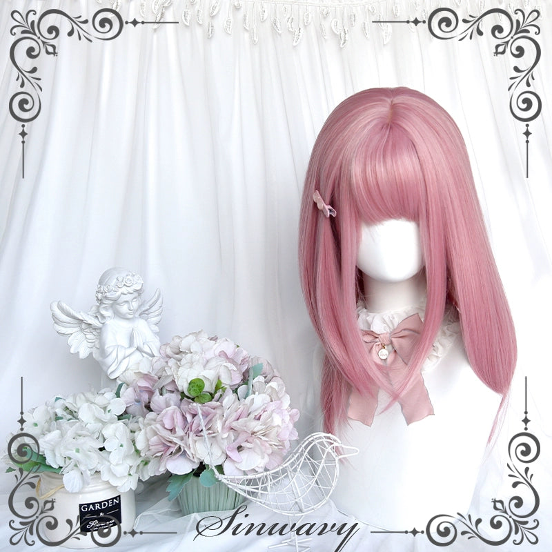 Lolita Wig Pink Mid-length Wig Girly Detachable Ponytail Wig 38890:605660