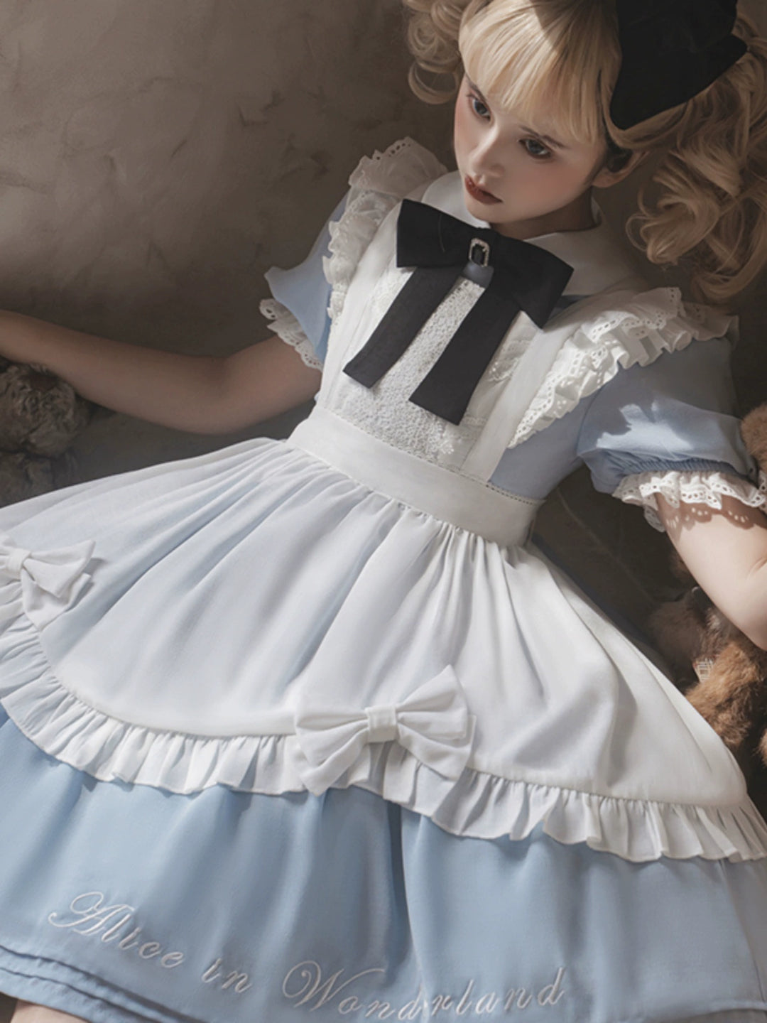 Classic Lolita Dress Short Sleeve Maid-style OP Dress With Apron 36474:562532