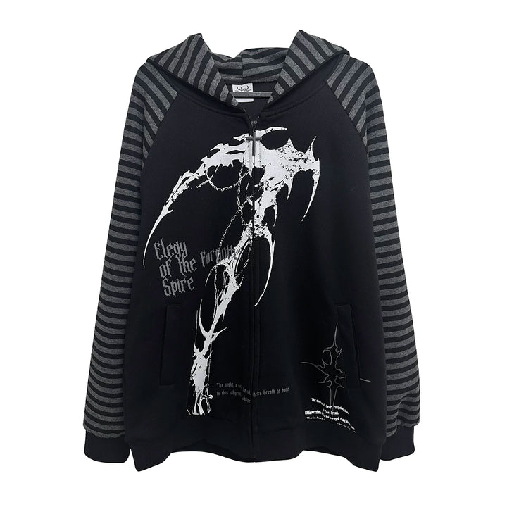 Subculture Hooded Scythe Print Coat, Side Pocket 45269:844571