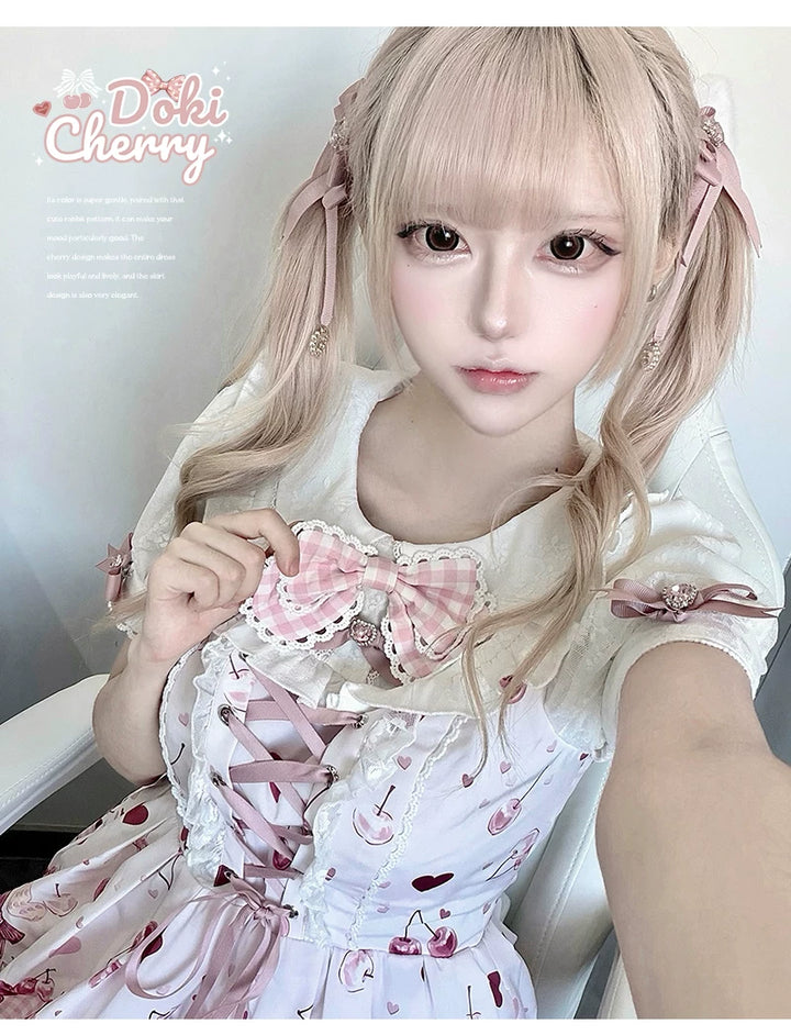 Kawaii Lolita Skirt Set, Bunny and Cherry Print 45163:838081