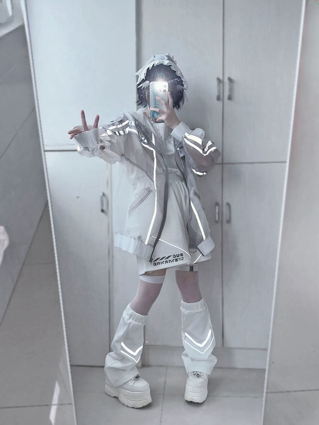 Subculture Organza Coat with Leg Warmers, Reflective Trim 45559:854217