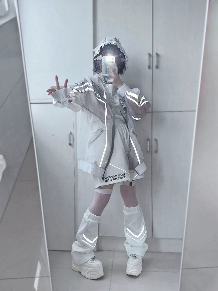 Subculture Organza Coat with Leg Warmers, Reflective Trim 45559:854217