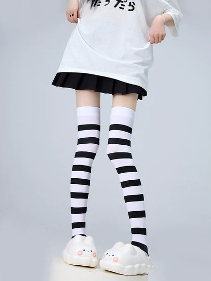 Jirai Kei Stockings Thigh-High Socks Striped Knee Socks 36540:541316