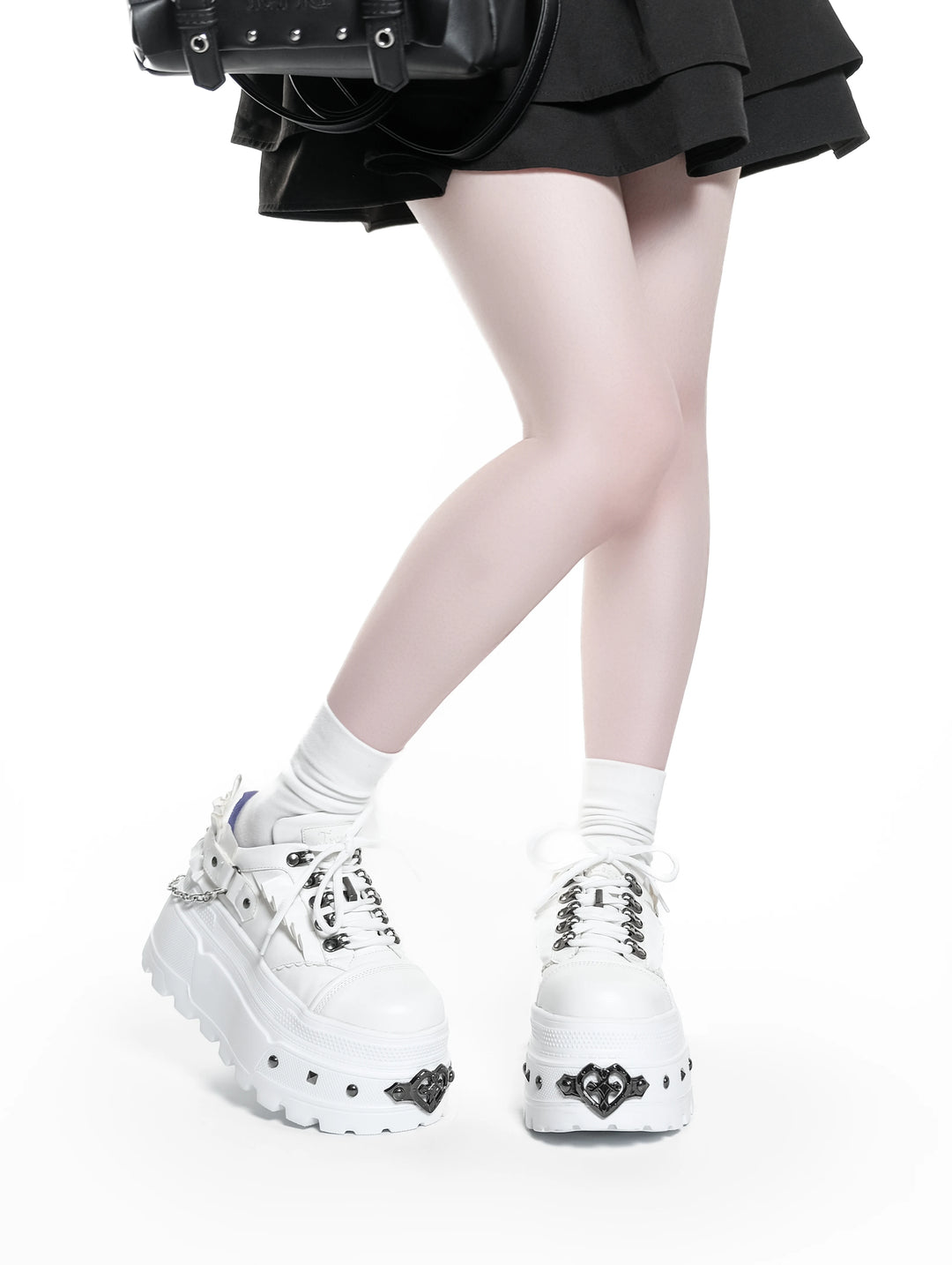 Punk Platform Shoes, Cross Accent & Detachable Heel Chains 45950:872293