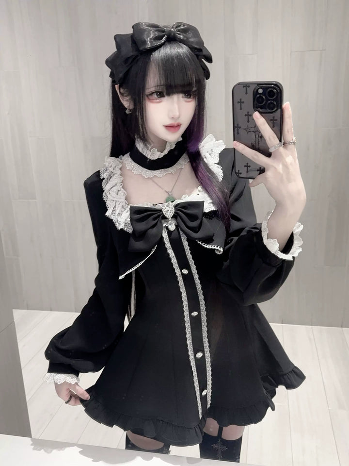 Jirai Kei Long Sleeves Dress, Pocketed Shorts 44197:808131