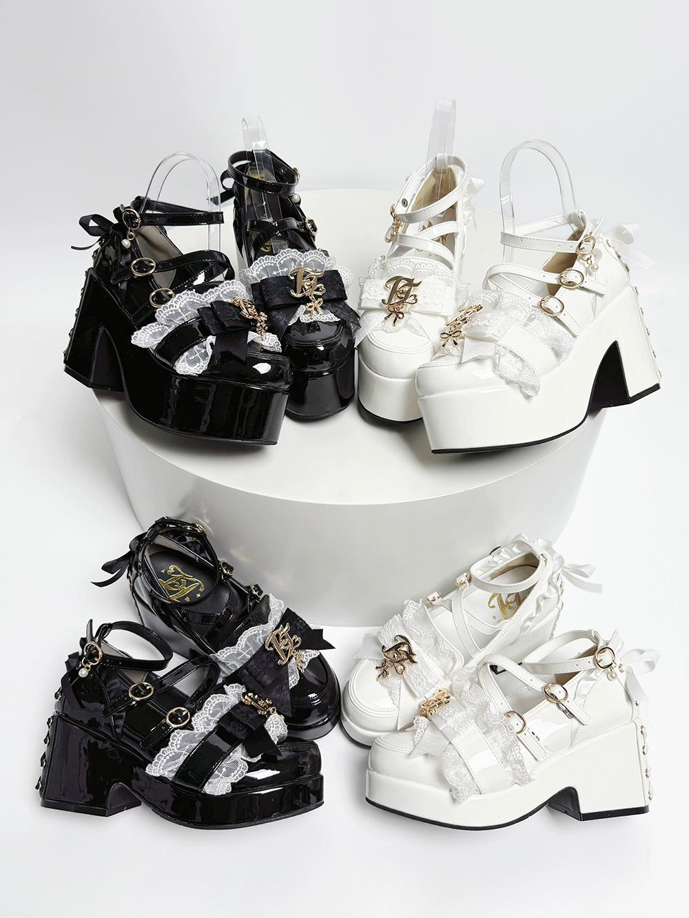Jirai Kei High Platform Shoes, High + Mid Heel Options 43617:781129