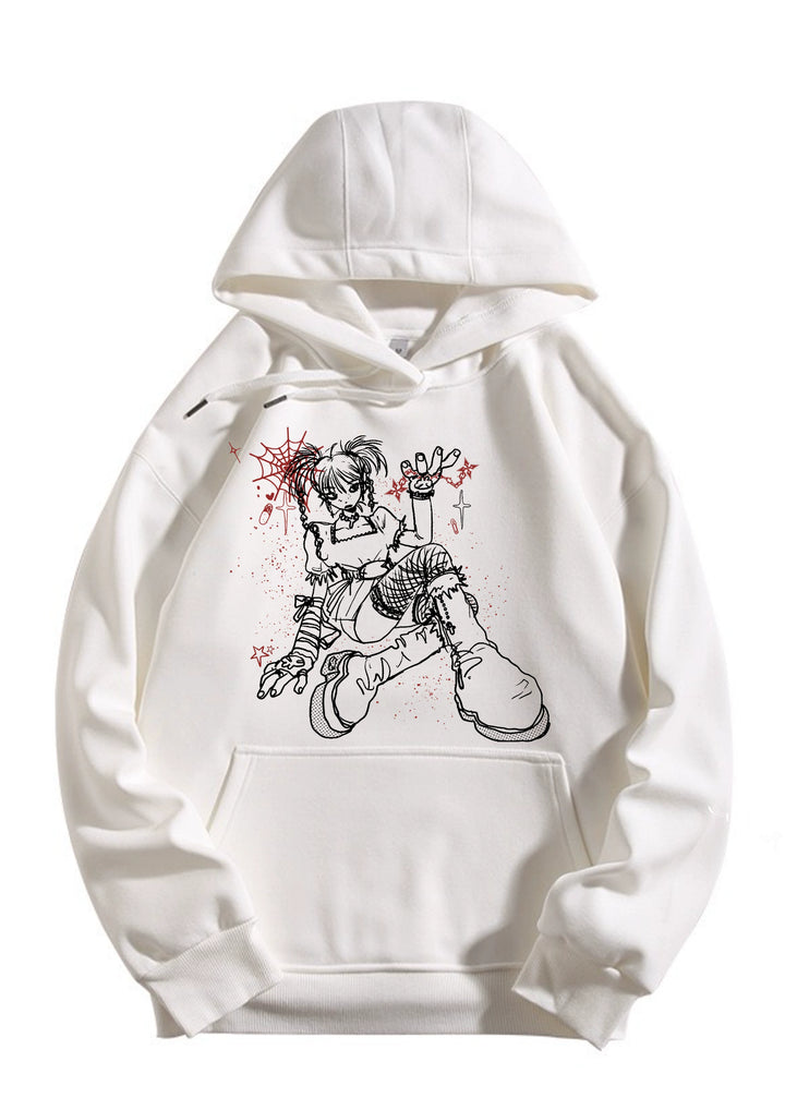 Yami Kawaii White Black Unisex Hoodie Oversize (2XL 3XL L M S XL) 29236:341334 (2XL 3XL L M S XL) 29236:341334