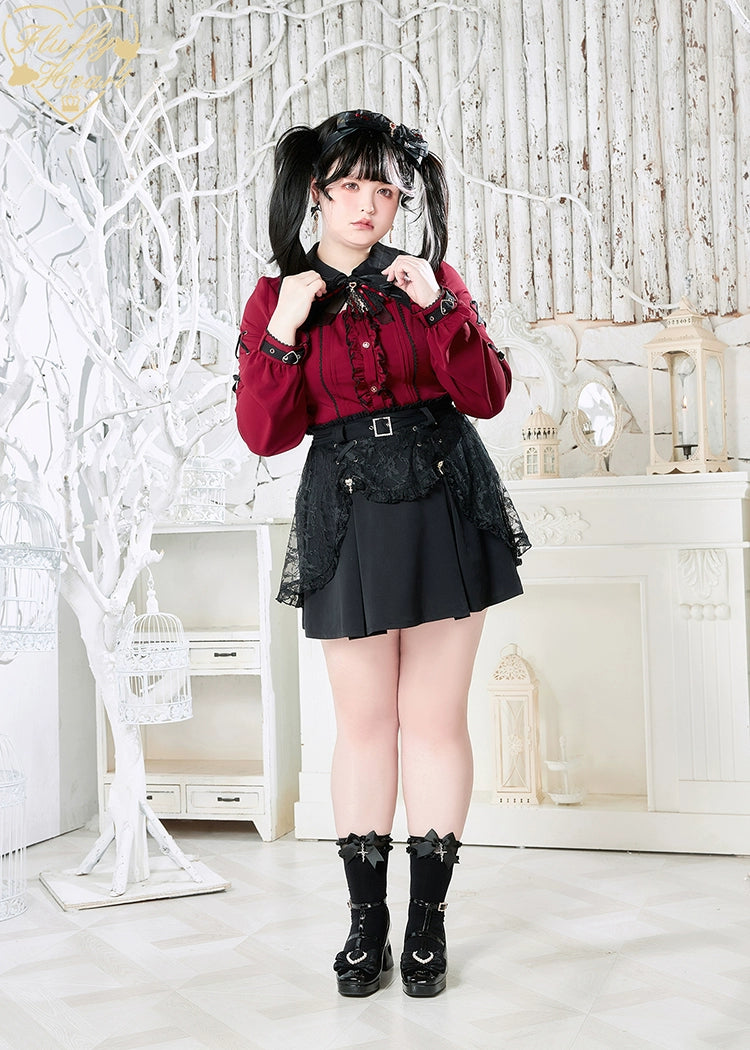 Jirai Kei Black Purple Skirt With Double Layer 21940:350846