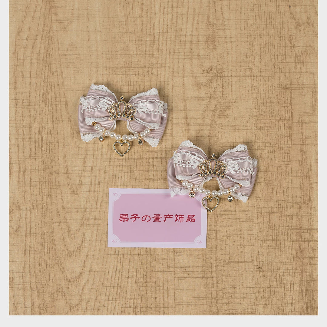 Ryousangata Hair Clip, Bow with Crown & Pearl 44743:823147