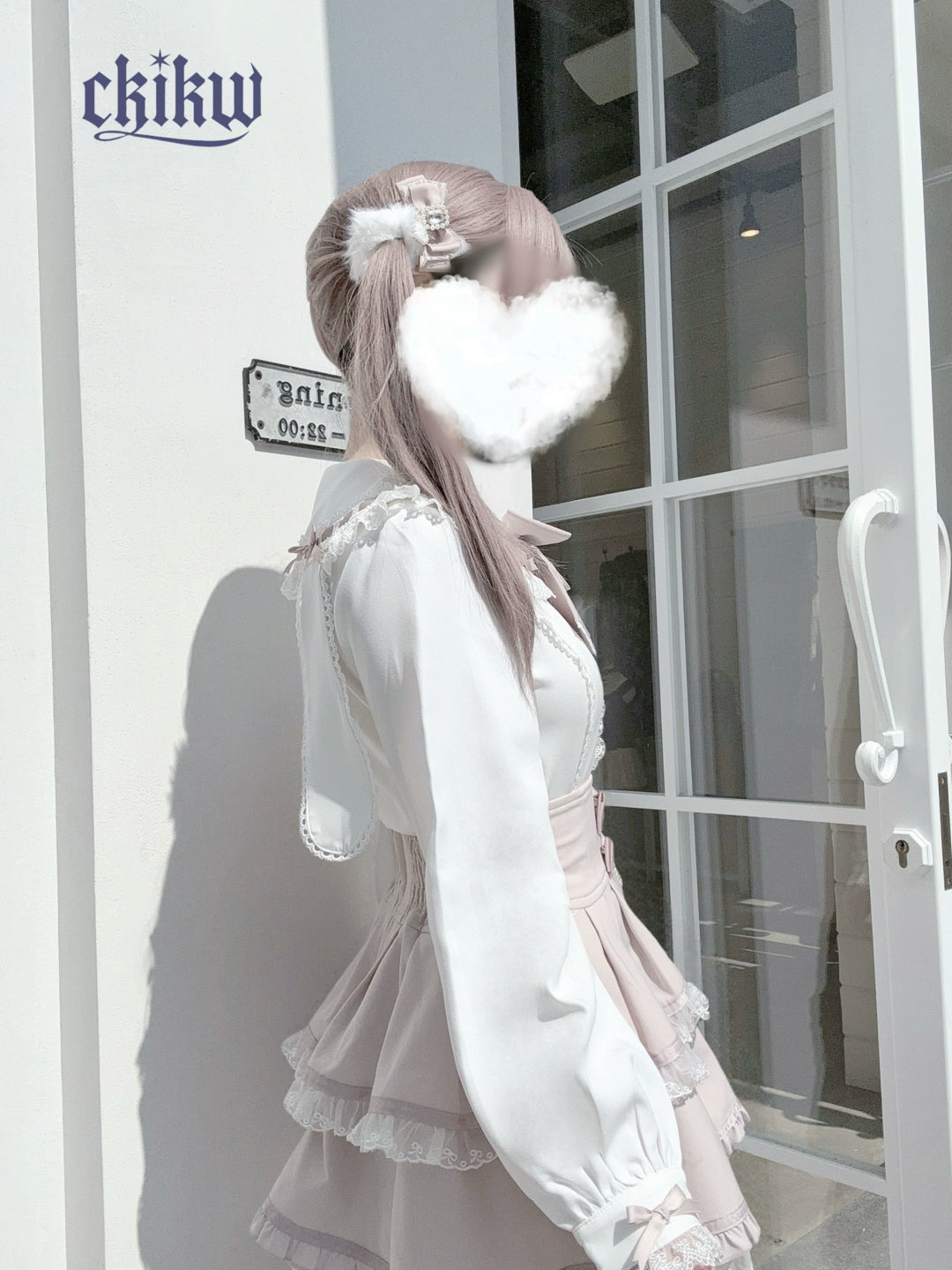 Long Sleeve Ryousangata Blouse, Bunny Eared Collar 43862:787686