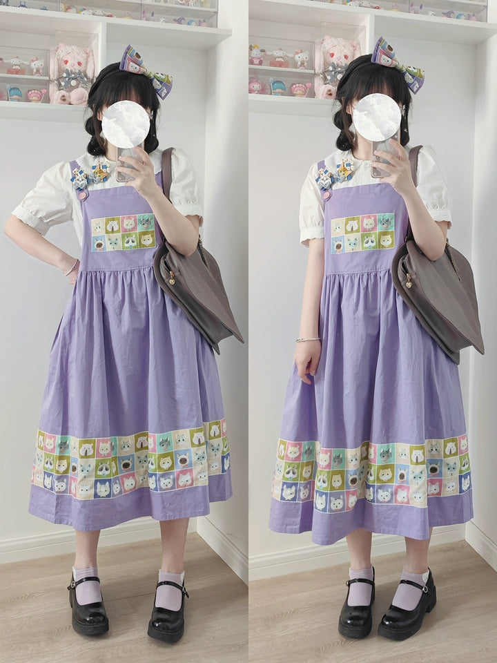 Kawaii Blue Purple Dress Summer Maxi Dress 22666:345074 22666:345074