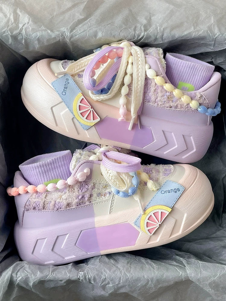 Kawaii Pink Blue Purple Shoes Pastel Platform Sneakers 31750:372478 31750:372478