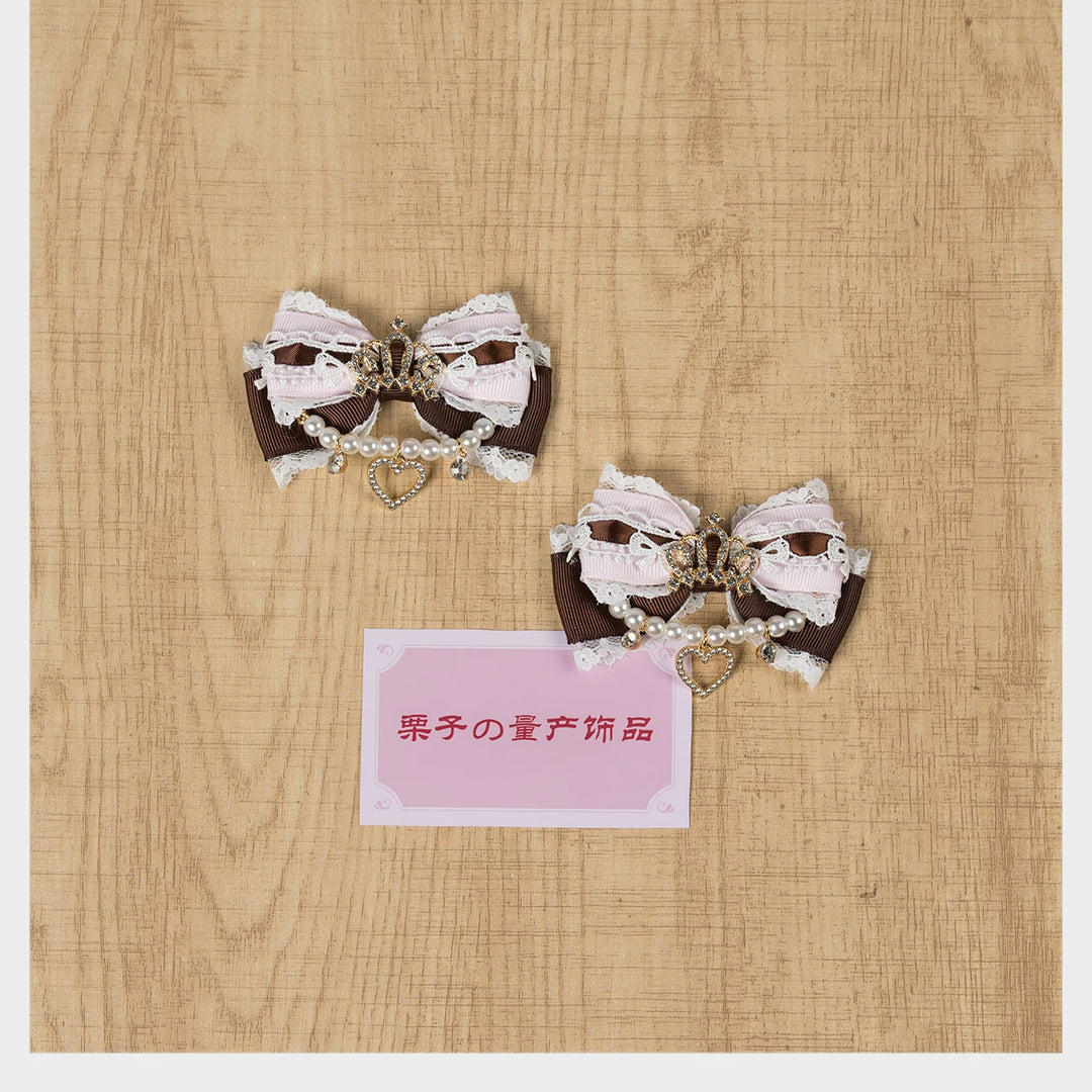 Ryousangata Hair Clip, Bow with Crown & Pearl 44743:823148