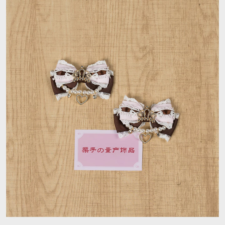 Ryousangata Hair Clip, Bow with Crown & Pearl 44743:823148