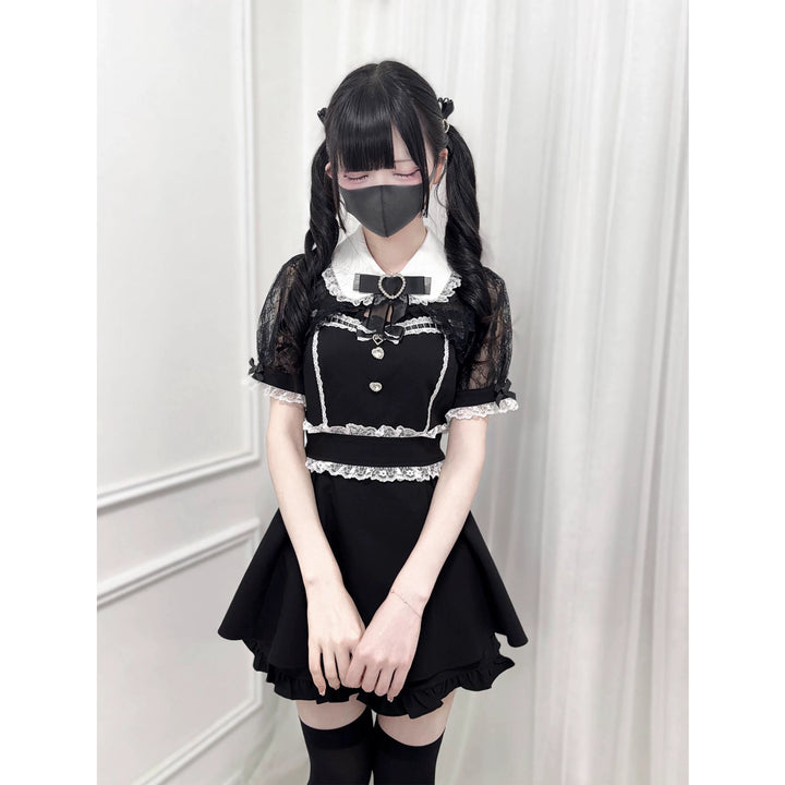 Jirai Kei Lace Shawl Dress Set, Rhinestone Details 43567:779735