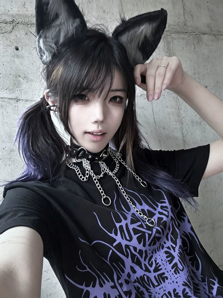Cotton Subculture Cross Printed T-Shirt, Regular Shoulder 45696:859136
