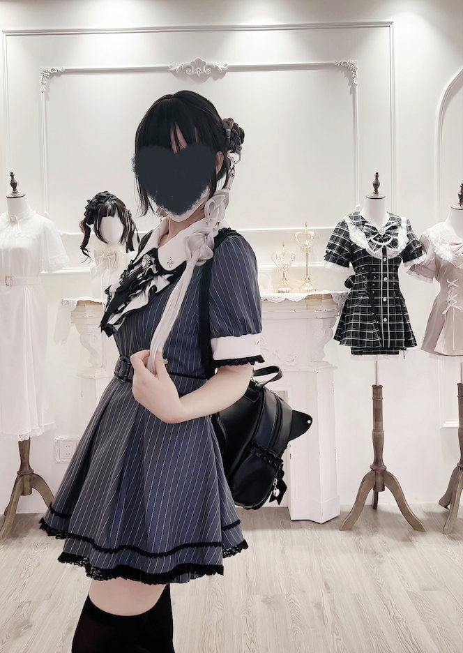 Maid Style Jirai Kei Dress Set, Pocketed Shorts + Apron 43439:778399