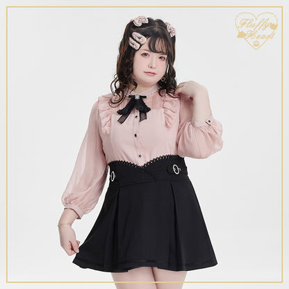 Jirai Kei Skirt Black Pink Skirt Lace Box Pleated Skirt No Restock (2XL L M S XL / Black) 32912:443744