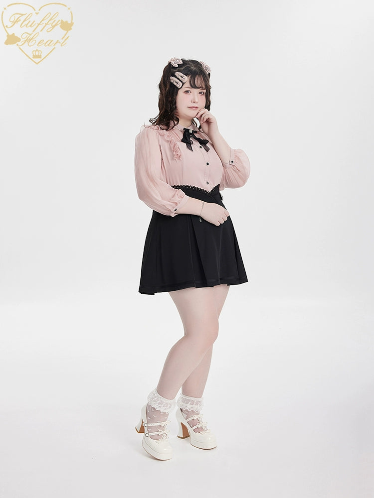 Jirai Kei Skirt Black Pink Skirt Lace Box Pleated Skirt No Restock 32912:443726
